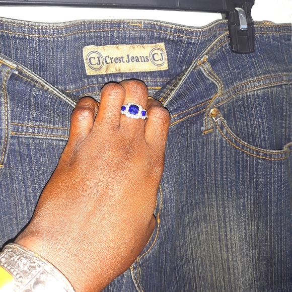 2 piece Stretch Denim Pants suit with faux leather - Picture 7 of 7